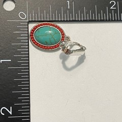 Vintage Southwestern Faux Turquoise Red Resin Bead Clip On Earrings