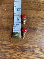 Vintage 80s 90s Monet Red Round Stud Earrings
