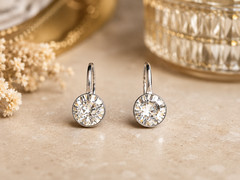 Vintage NEMO Clear Rhinestone Screw Back Earrings Silver Tone Round Crystal Sign