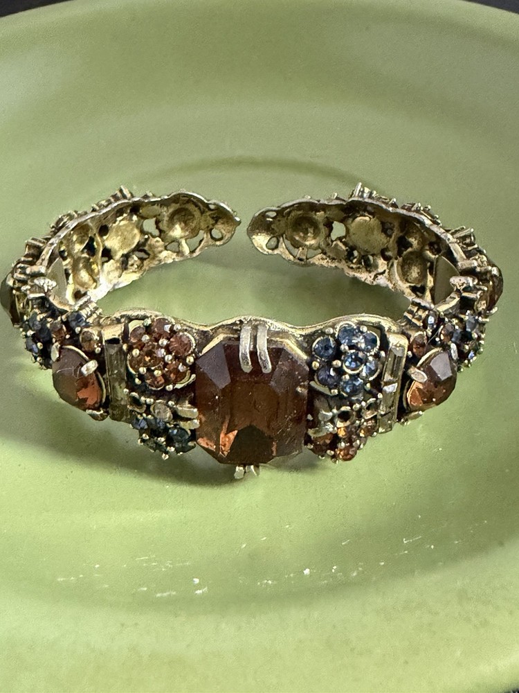 Hollycraft rhinestone bracelet Clamper Bangle Hinged 1950s Unique
