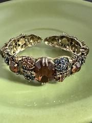 Hollycraft rhinestone bracelet Clamper Bangle Hinged 1950s Unique