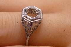 Art Deco Belais Bros Antique Filigree 18k White Gold Ring Wedding Engagement