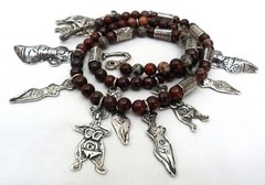 27.75″ SOUTHWEST STERLING SILVER BRUSTALIST NUDES BASKET JASPER BEADS NECKLACE