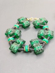 Antique 1920’s France Oreum Metal And Glass Necklace & Bracelet Set
