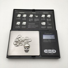 Silver Tone Costume Skull Charm Pendant Box Chain Necklace 18” #19