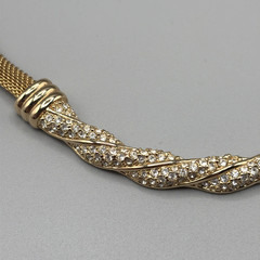 Vintage Swarovski Gold Tone Pavé Crystal Twist Mesh Necklace 18″ Signed