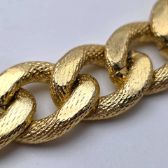 Vintage Gold Tone Textured Curb Chain Necklace Set Chunky Y2K Runway 26 In
