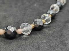 Vintage Magnetic Necklace with Faceted Hematite Beads and Crystal, 1970s