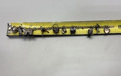 Sterling Silver 925 Charm Bracelet 7″ Curb Link Dangle Charms Spring Ring Signed
