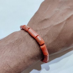Vintage Red Coral Bracelet Natural Coral Stretchable Handmade Gemstone Jewelry