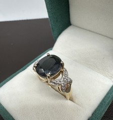 Vintage Ross Simons Dark Blue Sapphire Gold Over Sterling Silver Size 7.75 Ring