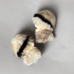 80s VTG Real Fur Lady Face Post Earrings Fashion Ladies Genuine Mink HandPainted