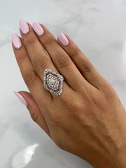 3Ct Art Deco Style Lab Created Diamond & Ruby Anniversary 14k White Gold FN Ring