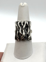 Vintage Sterling 925 BRUTALIST FREE-FORM UNIQUE RING Size 7.5 10.77grams