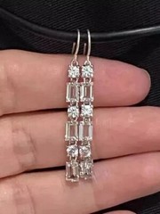 2Ct Emerald Lab Created Diamond Women Drop Dangle Earrings 14K White Gold Finish