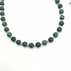 Silver Schark Handmade Sterling Silver & Green Malachite Necklace 21″ #97