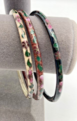 Chinese Cloisonne Enamel Bracelets (Lot of 3) Floral Design Vintage