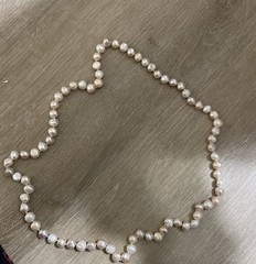 Vintage Cultured Pearl Necklace • Hand Knotted • 30″ Ivory Round
