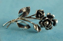 Antique brooch Rose silver 835 jeweler Theodor Klotz TEKA Niměčina Germany Mark