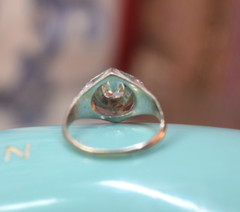 Antique Art Deco 18K white gold Belais .35 ct diamond ring sz 4
