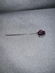 Antique Signed S&W Sturtevant Whiting Art Nouveau Filigree Amethyst Stick Pin
