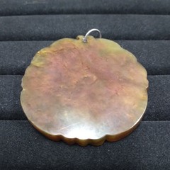 Brown Stone Carved Pendant Silver Tone