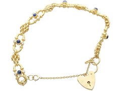 Vintage 1.20Ct Sapphire and 0.24Ct Diamond, 18k Yellow Gold Bracelet (1989)