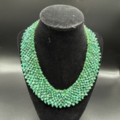 Vintage Beaded Woven Malachite Necklace And Bracelet – 16” Necklace 7” Bracelet