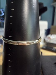 Mexico 925 Sterling Silver Fish Star Stamped Bangle Bracelet 8.25″ 16.77g