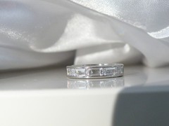 Berricle Sterling Silver 925 Baguette CZ Channel Set Vintage Band Ring Size 7