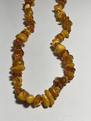 110g VINTAGE CHUNKY EGG YOLK BALTIC HONEY AMBER RAW NUGGET NECKLACE LONG 34”