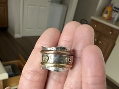 vintage triple tone sterling silver 925 spinner band ring. Size 8