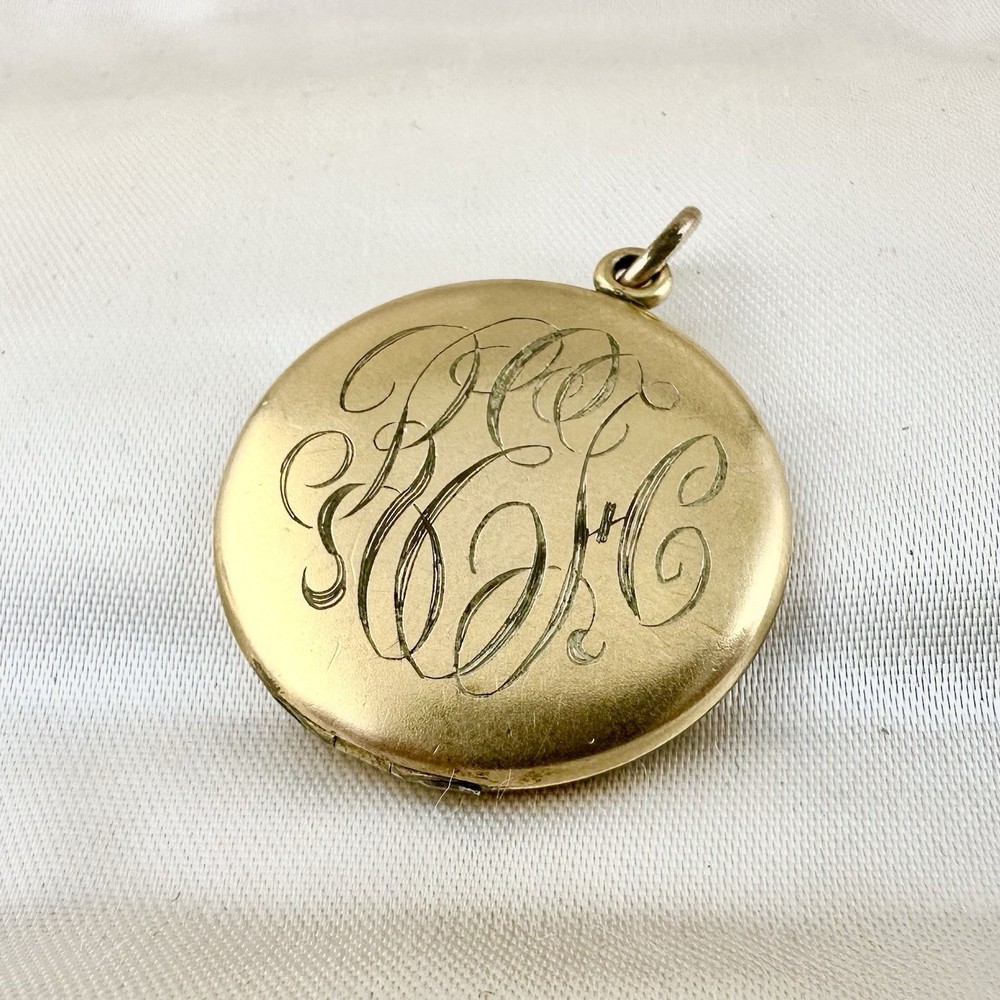 Antique Victorian Gold Filled Initial Monogram Locket Pendant W&H Co Repair Read