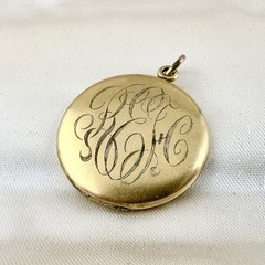 Antique Victorian Gold Filled Initial Monogram Locket Pendant W&H Co Repair Read