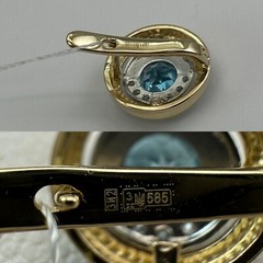 Vintage Original Yellow & White Gold Earrings with Natural Topaz 585 14K 5,07 g.