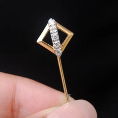 Stick Pin Men’s Lab Created Diamond Suit Lapel Pin Brooch 14k Yellow Gold Plated