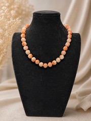 Vintage Angel Skin Coral Hand Carved Floral Necklace 17″