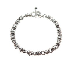 925 Sterling Silver Vintage Modernist Anchor Link Oxidized Bracelet 6.75″