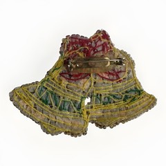 Vintage Christmas Bells Christmas Brooch Pin Back Beads & Sequins Beadwork