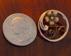 Antique 5 Leaf Clover Brooch 9ct Gold Seed Pearl Edwardian Lucky Charm #12878