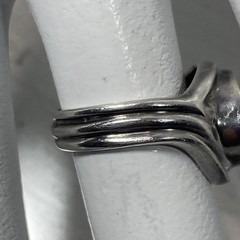Vintage Two-Tone Sterling Silver & 14K Gold Black Onyx Bypass Ring Size 5 , 3.8g