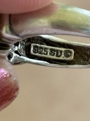 925 Sterling Silver Vintage Real Emerald-Cut Smoky Quartz & Citrine Ring Size 8