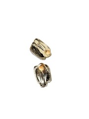 Vintage-Style Silver Black Enamel & Pavé Rhinestone Clip-On Lightweight Earrings