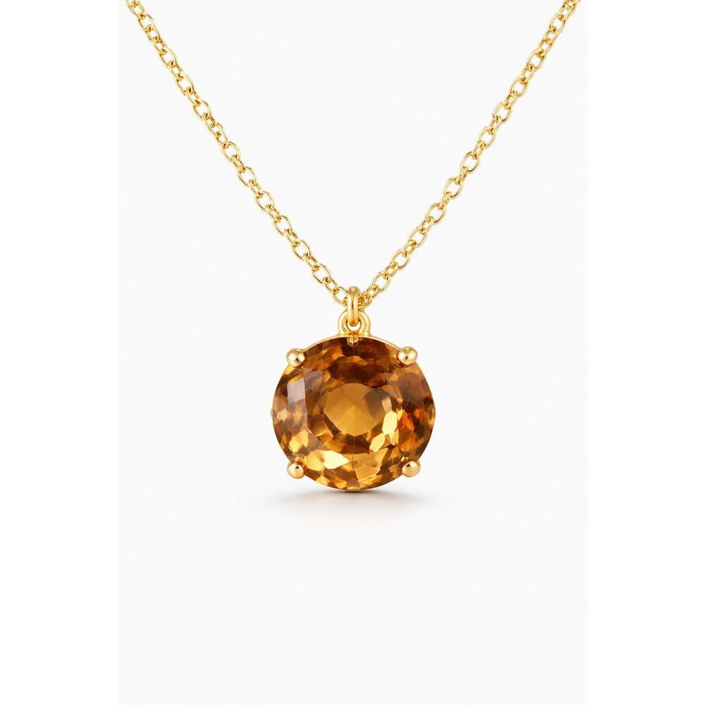 Les Nereides La Diamantine Golden Brown Round Stone Pendant Necklace