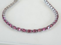 Sterling Silver 925 Rhodolite Pink Garnet Tennis Bracelet 8″
