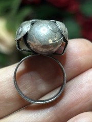 56. Vintage MEXICO Silver Los Cocos Two Balls Old School Ring 5.8g, 5.25s