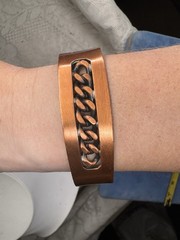 Vintage Genuine Copper Solid Copper Cuff Bracelet Center Cuban Link Unisex
