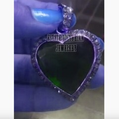 1.35ctw Rose Cut Diamond Emerald Silver Victorian Stunning Heart Pendant Jewelry