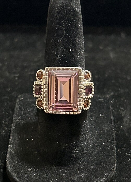 Vntg Cocktail Ring Band CZ Crystal Estate Jewelry Size 6.5 Original Price $40