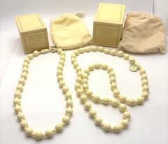 2 Vintage 1980 AVON ‘Fashion Lustre’ Bead Necklaces Ivory tone Faux Pearl